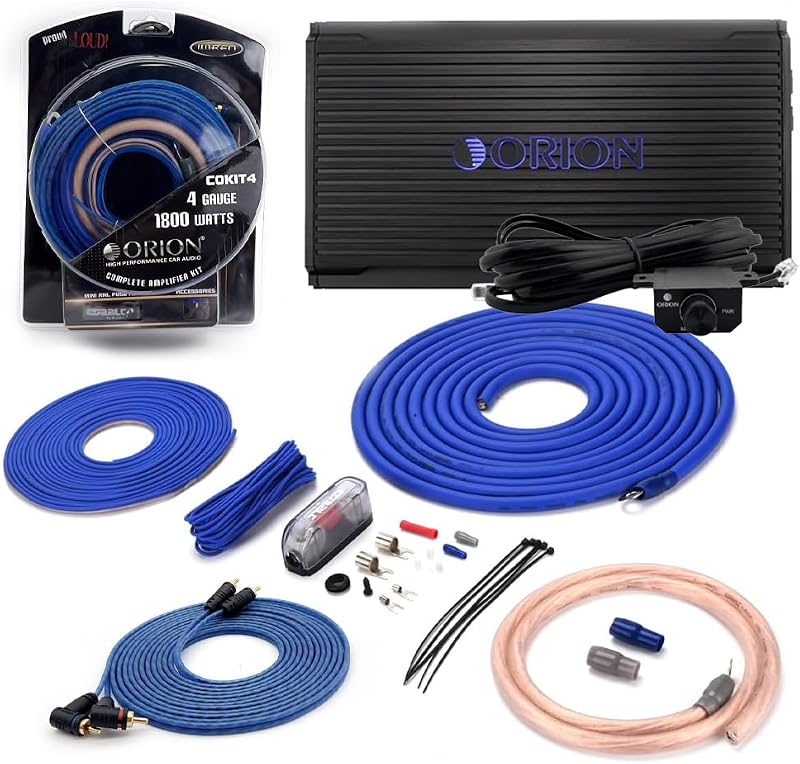 Orion CEA1200.1D Class-D Monoblock Subwoofer Amplifier + COKIT4 4 Gauge Amp Wiring Kit Combo, 4800W Max, 1200W RMS Car Audio Amp Install Bundle