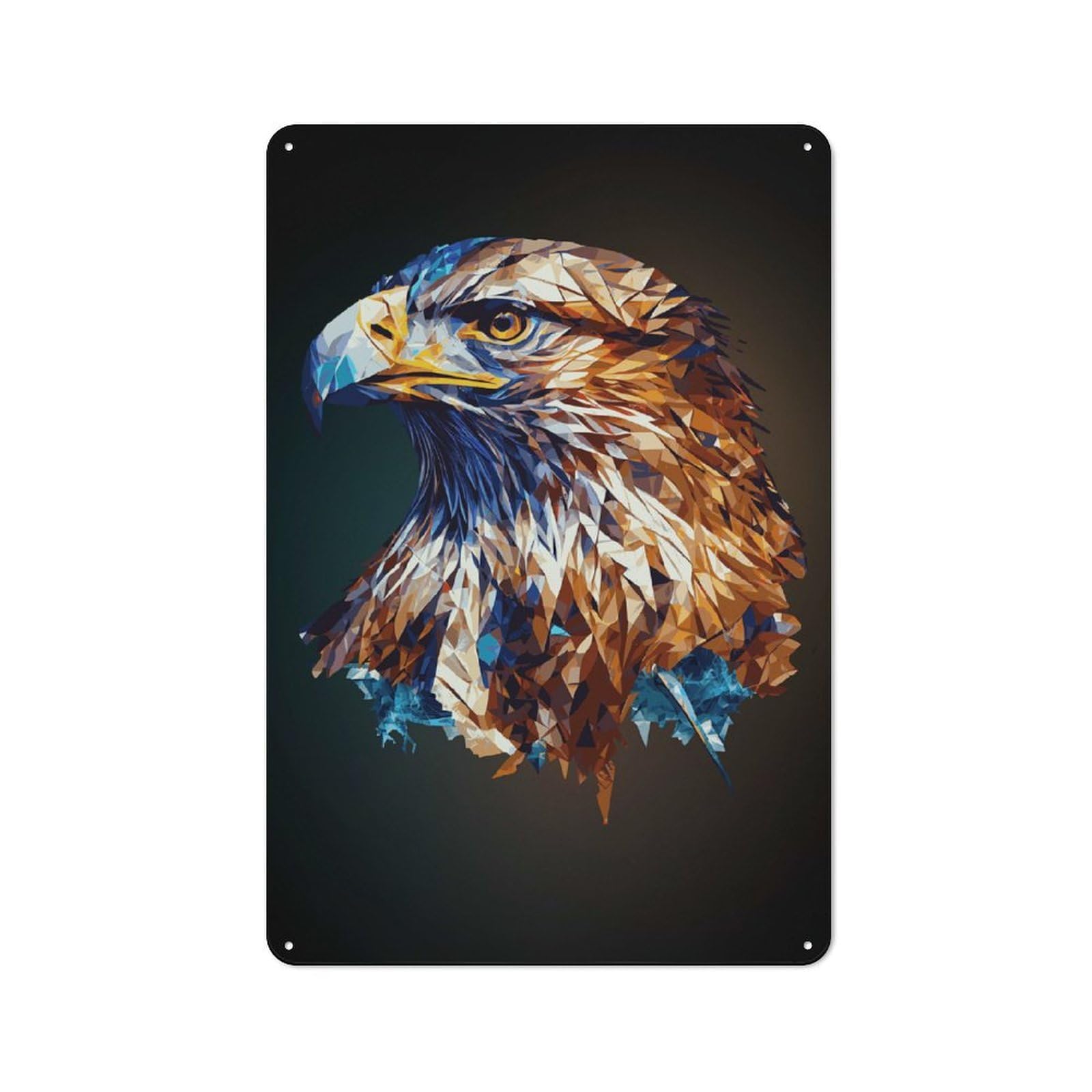 Nostalgic Geometric Bald Eagle Art Metal Wall Sign 30x20cm, Classic Pub Decor for Bar, Kitchen, Garage Or Games Room
