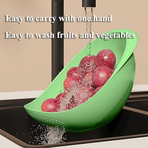 Miniatura 4 de NUOYIA Colador de 2 piezas, cuenco colador de arroz con escurridor en el lateral, drenaje rápido, colador para lavar frutas, verduras y frijoles,