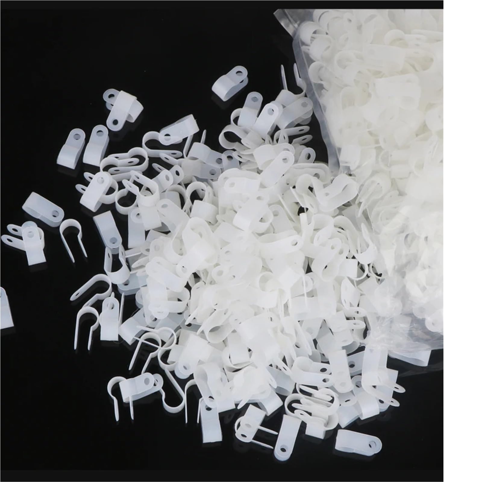 100PCS Cable Clips Thickened Wire Fixing Clip Nylon Clamp 1/4" Plastic White Hose Fasteners Mount Dia 3.2-19.4mm für Schreibtisch(0)