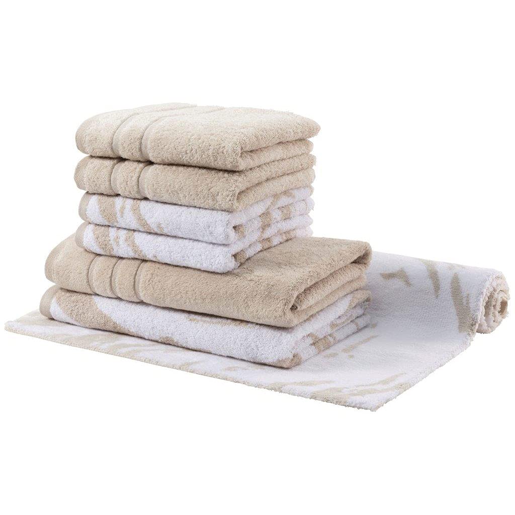 EgeriaMarble Set with Hand Towels, Bath Towels and Bath Mat 70 x 120 cm 515 Titanium