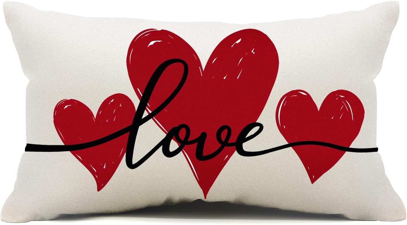GEEORY Valentines Day Pillow Cover 12x20 inch Farmhouse