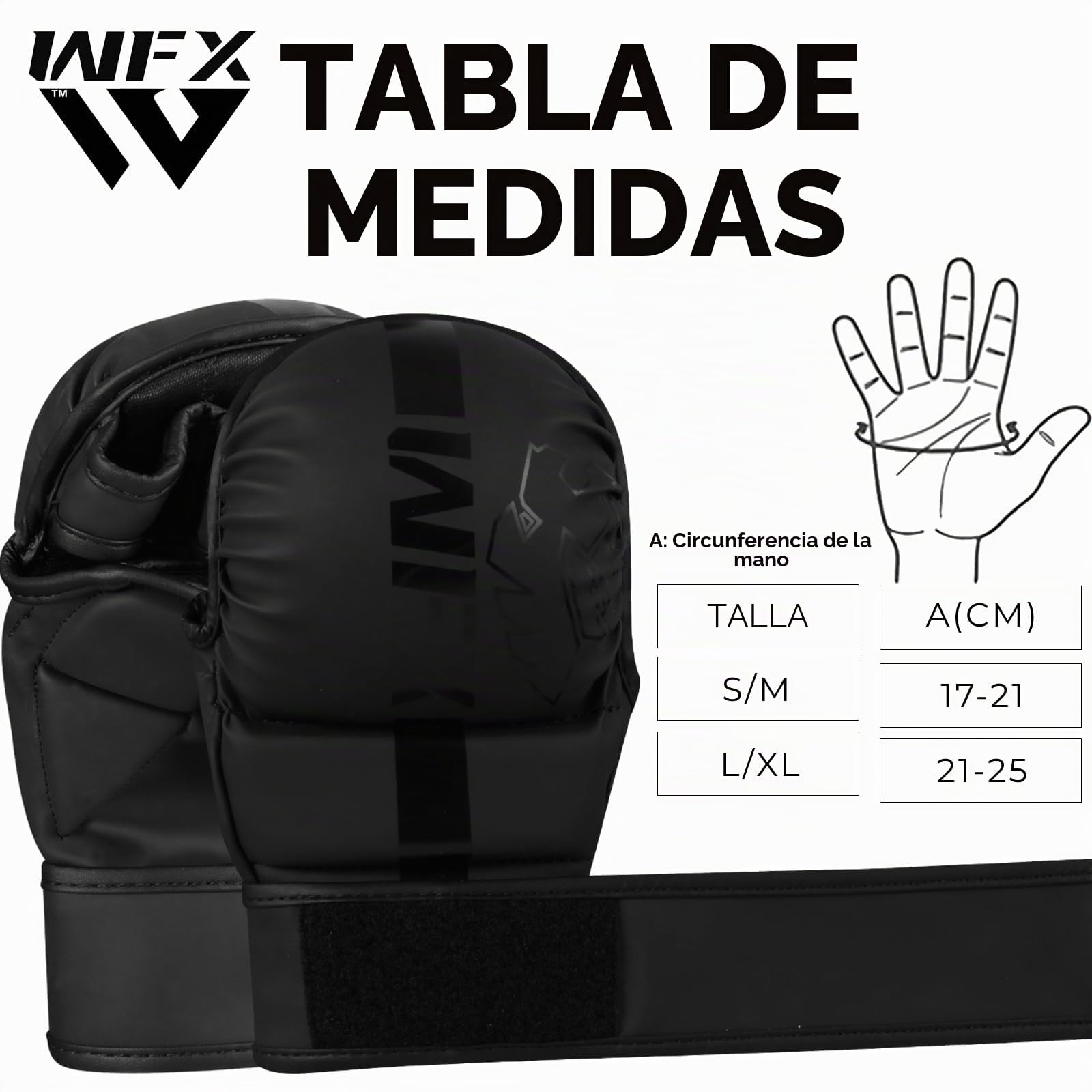 WFX Guantes de artes marciales Sparring Muay Thai Palma Abierta Soporte de Muñeca Ajustable