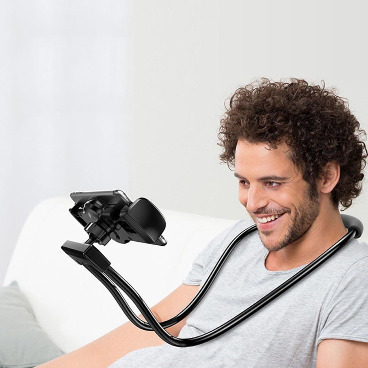 Kichvoe Flexible Lazy Phone Bracket and Universal Hanging Neck Cell Phone Mount Holder Adjustable Arm for Video Recording and Tablet Support, Black