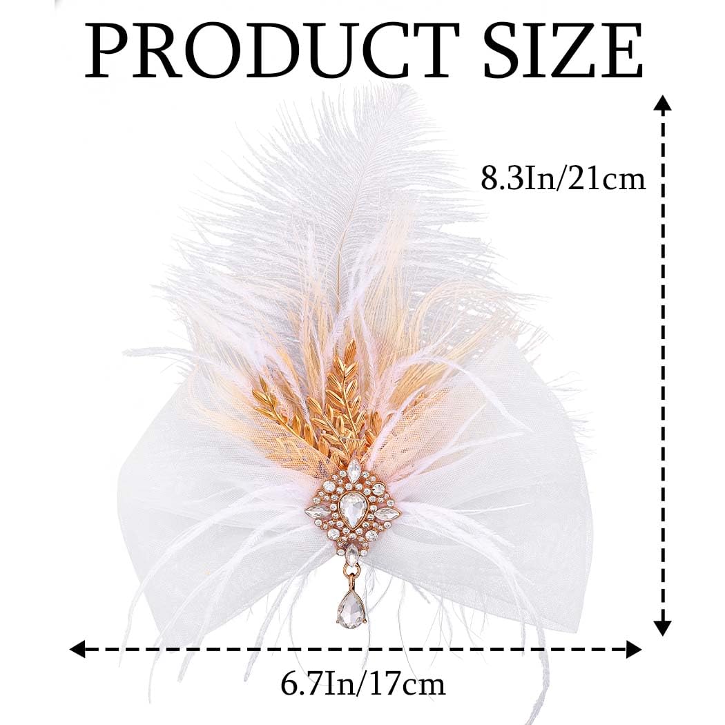 JAKAWIN Light Up Hair Bow Clip LED Feather Headpiece for Women - Image 4