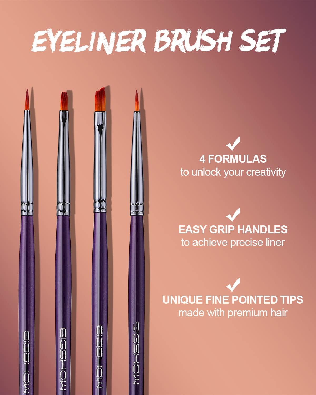 EIGSHOW Eyeliner Brush Set, Ultra Fine Gel Eyeliner Brush for Precision Eye Liner, Eyebrow Filling, Face Painting, 4 Pieces