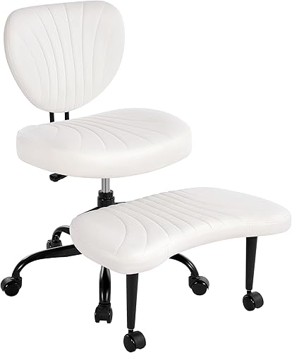 Miniatura 9 de Silla de oficina con patas cruzadas, silla ergonómica cruzada con ruedas, silla de meditación giratoria de 360 en altura ajustable para yoga y TDAH,