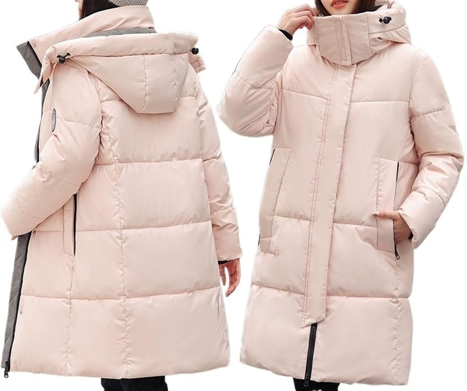 QLXYYFC Womens Warm Jacket, Solid Color, Down Jacket, Hooded Winter Jacket, Womens Long Puffer Jacket, Ladies Down Coat, Down Coat, Quilted Jacket, Winter Jacket, Transition Jacket