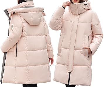 QLXYYFC Womens Warm Jacket, Solid Color, Down Jacket, Hooded Winter Jacket, Womens Long Puffer Jacket, Ladies Down Coat, Down Coat, Quilted Jacket, Winter Jacket, Transition Jacket
