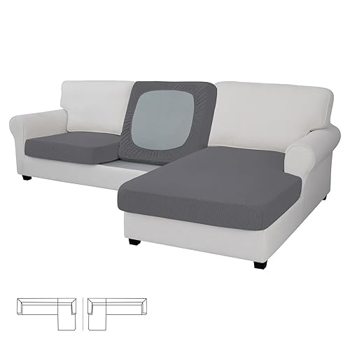 Easy-Going Stretch 3 Pieces Couch Cushion Covers for Sectional Sofa
