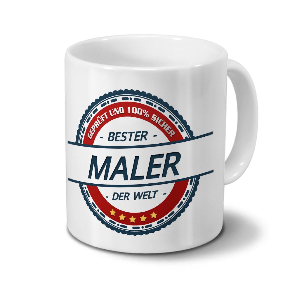 Personalisiert Tasse "Ausbilder" – 325ml, Spülmaschinenfest, Weißer Steingut-Becher Mit Berufs-Motiv
