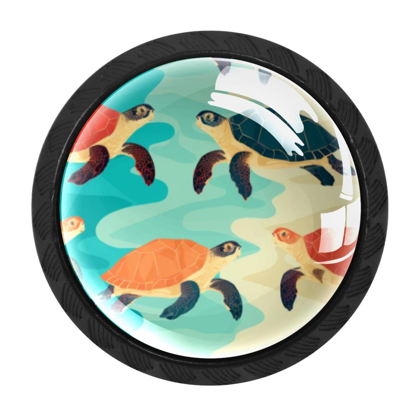 Chenzzzz Multicolored 20 4Pcs Sea Turtle Dresser Knob Round Glass Drawer Knobs Pulls Cabinet Handle For Home Kitchen Office Bathroom Wardrobe Cupboard