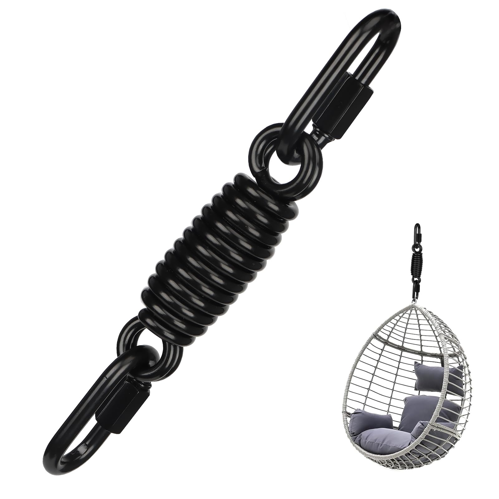 WWFFEN Swing Spring Steel, Spring Swing Suspension for Hanging Chair with 2 Carabiners, Swing Spring for Sandbag Hammocks Hanging Chair Yoga, Load Capacity 250 kg