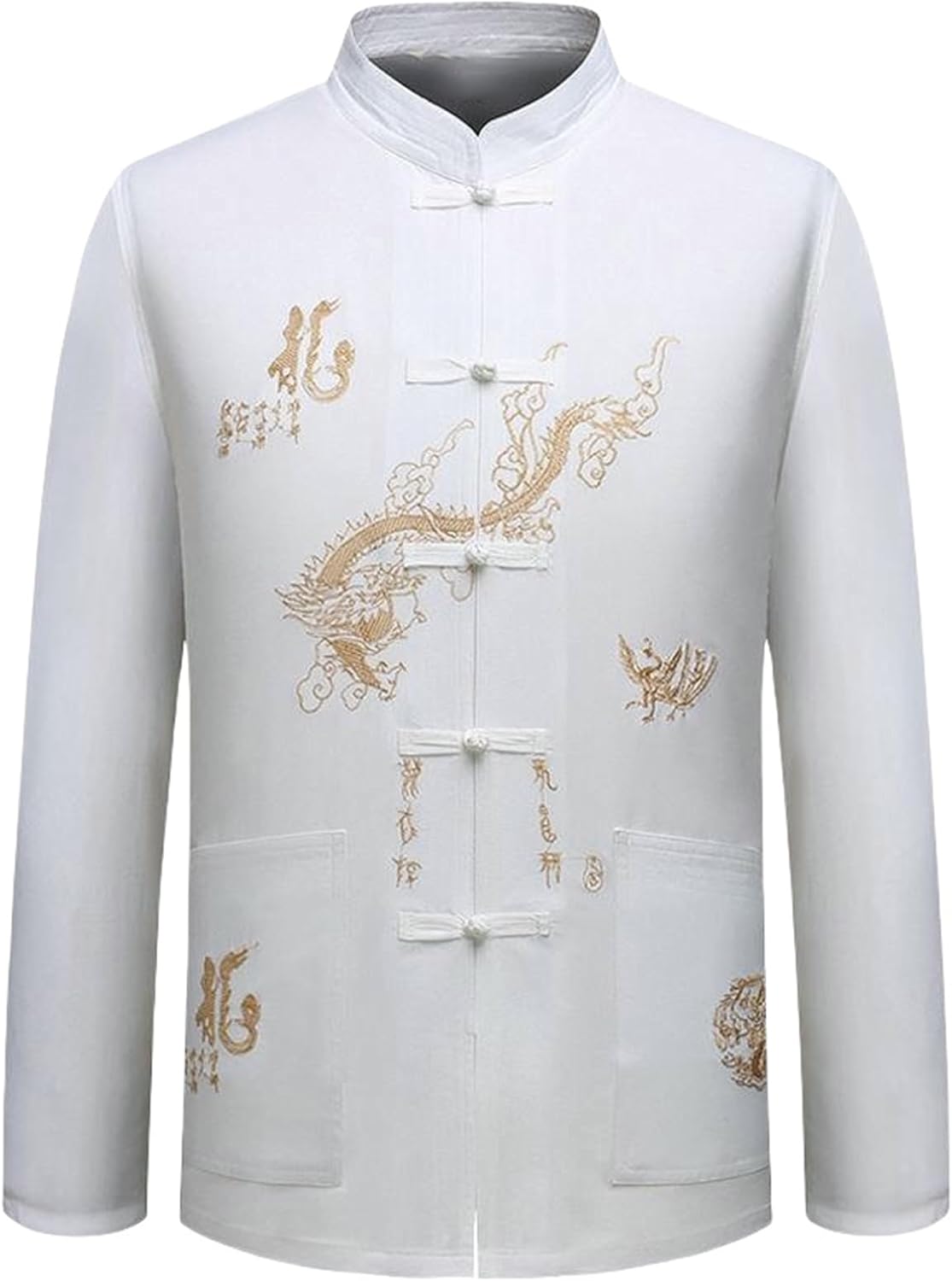 Men's Spring Summer Hanfu Long Sleeve Tai Chi Shirt