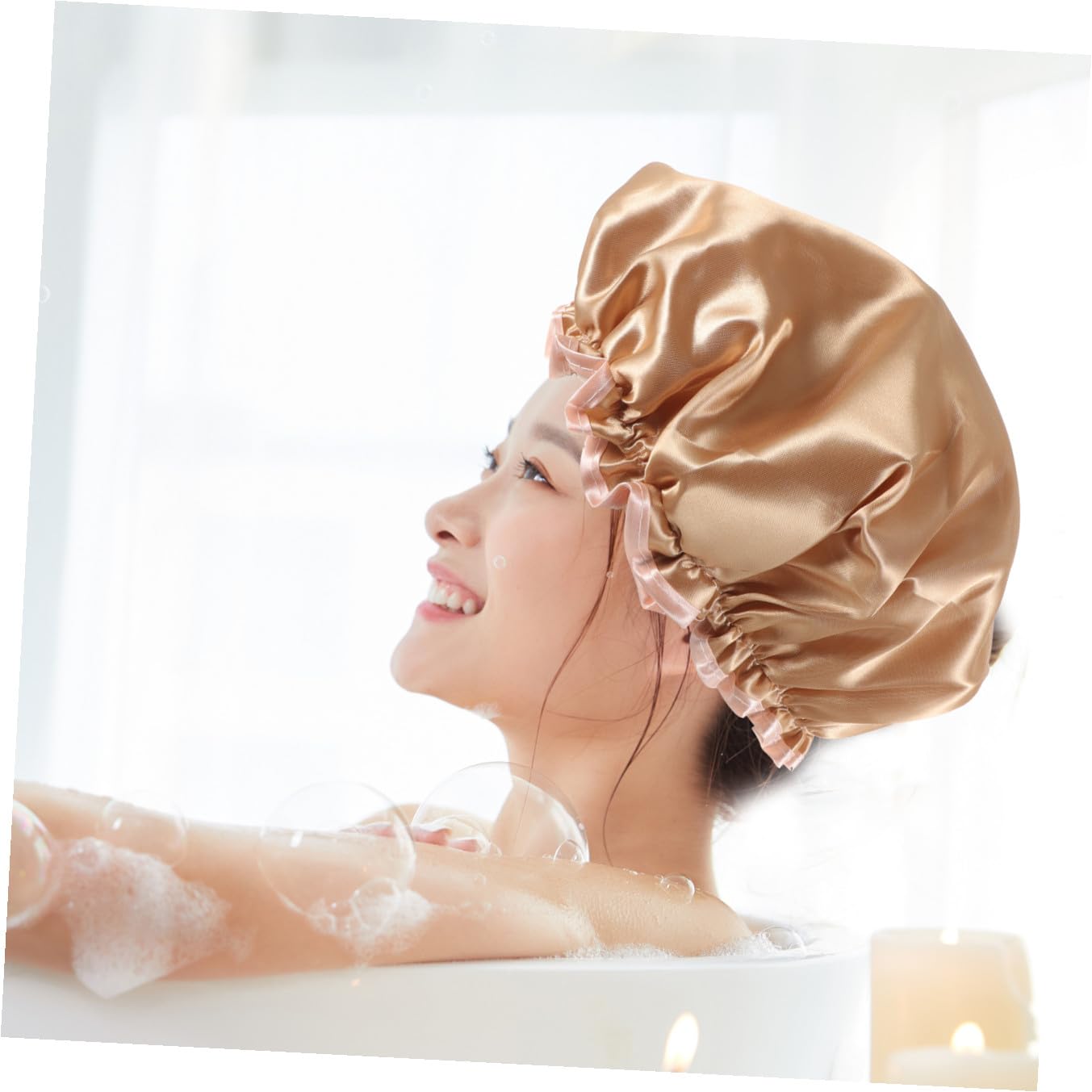 minkissy 4piezas Gorro De Para Mujer Gorro De Baño Reutilizable Doble Protección Para Cabello y Rizado Diseño Elástico y Cómodo Para Spa y