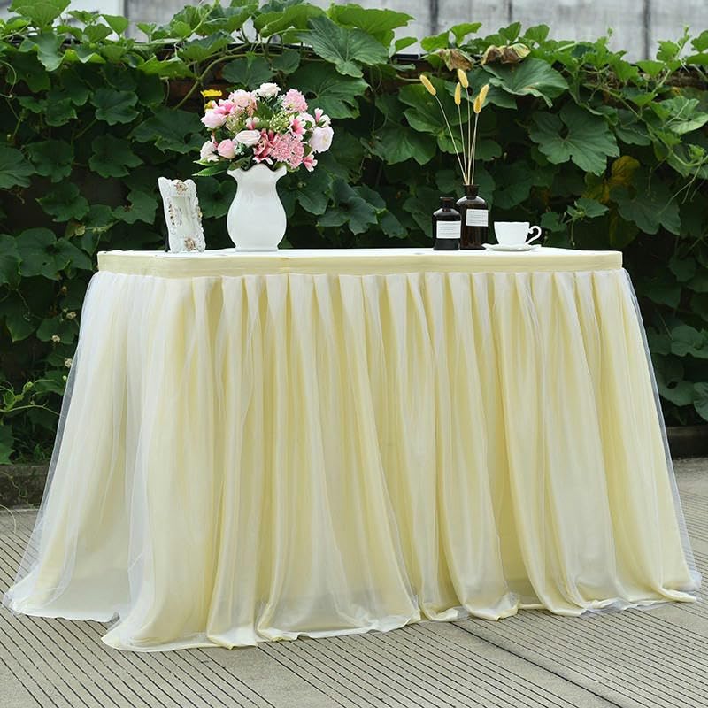 6 stóp x 77 cm 2 warstwy różowy niebieski biały puszysta siatka tutu tiulowa spódnica na stół szyfonowa spódnica na wesele na baby shower plisowana spódnica na stół