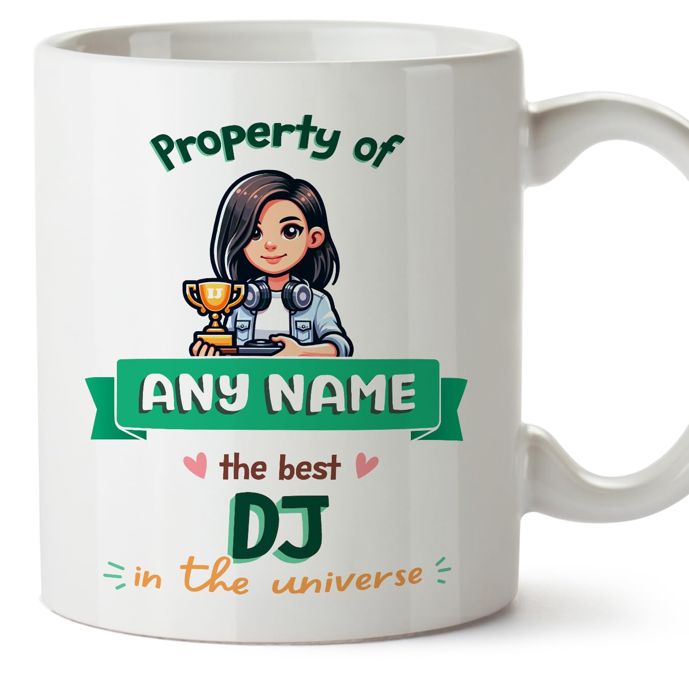 MUGFFINS Personalised Mug for DJ Woman - in English - Property of - Funny Custom Gift for Colleagues - Ceramic 11oz Mug โ image 1
