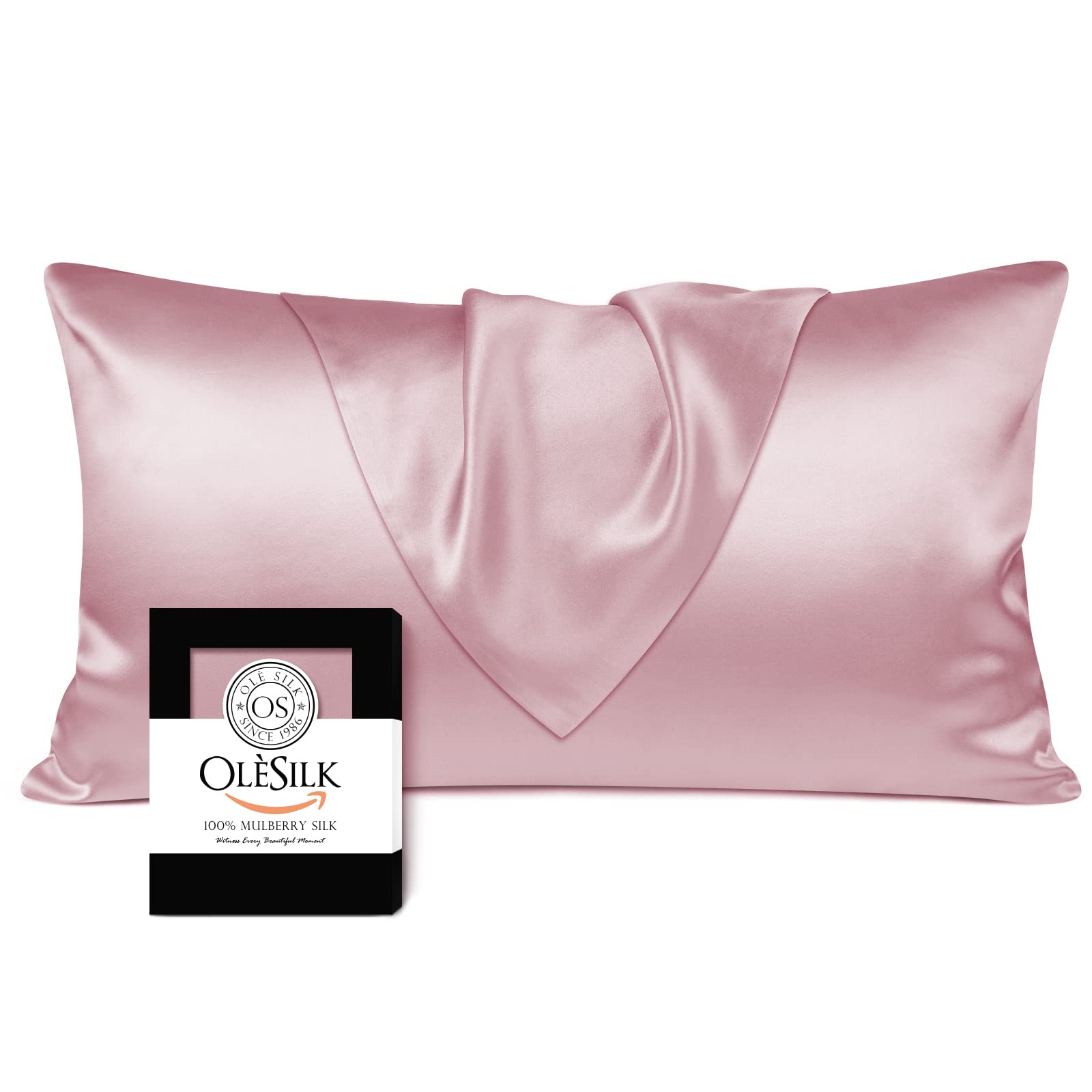 OLESILK Funda de Almohada 100% Seda de Doble Cara - Tacto Suave y Muy Buena transpirabilidad, Bueno para la Piel y el Cabello, 19Momme, Ciruela Clara, 40x70cm