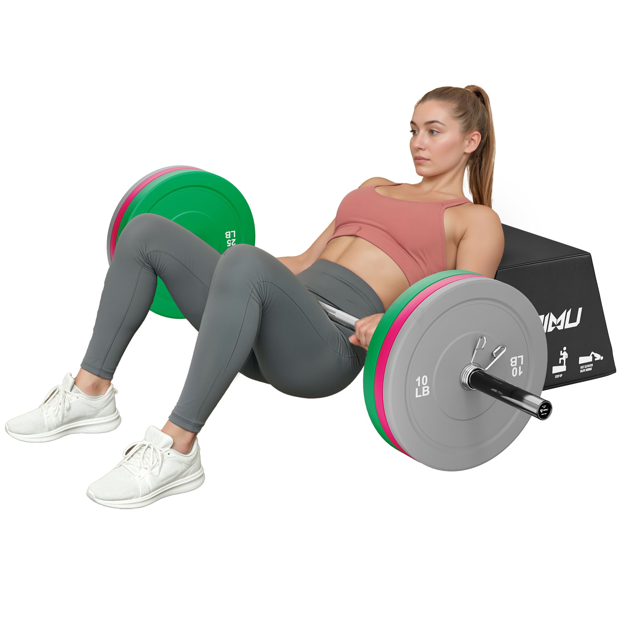 HT01-B Hip Thrust Bench, Hip Thrust Machine for Core&amp;Ab Strength Training, Hip Thrust Booty Workout Box with Non-Slip, Glute Bridge Machine for Home and Gym, Large/Medium Size