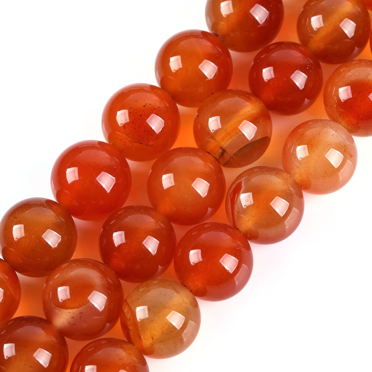GEM-Inside Natural 12mm Red Carnelian Round Gemstone Semi Precious Loose Beads for Jewellery Making 15''