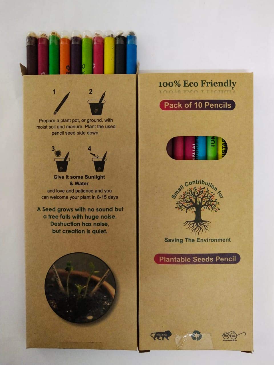 Blue Bird Universal Plantable Color Paper Pencil pack of 10 | Eco-Friendly Pencil I Pencil With seeds |Kids Stationary