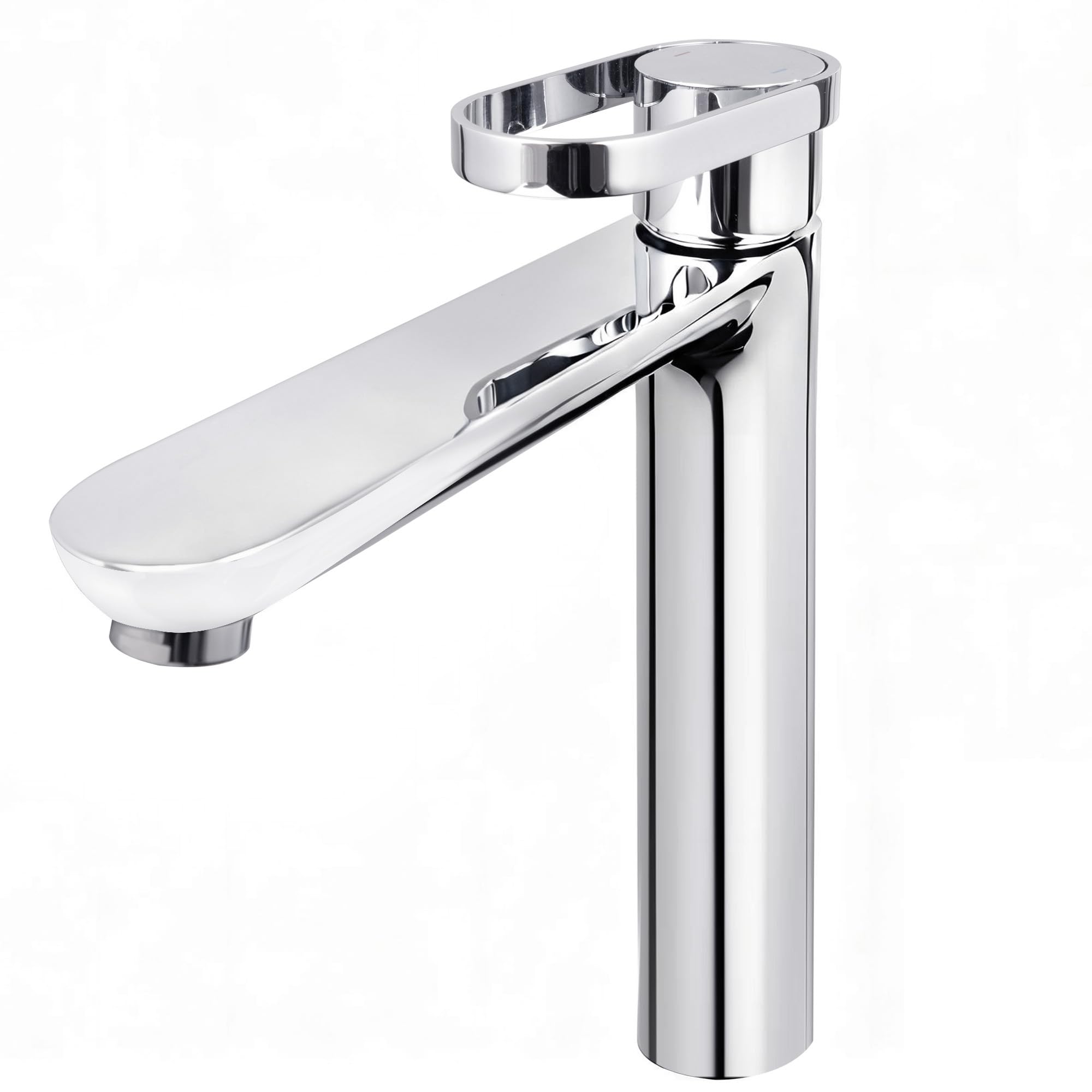 Robinet de salle de bain chromé haute résistance au test au sel 24h avec bec 225mm
