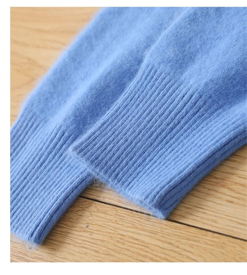 Men's High Neck Mink Cashmere Sweater Loose Knitted Sweater Keep Warm Jumper Top Long Sleeve4