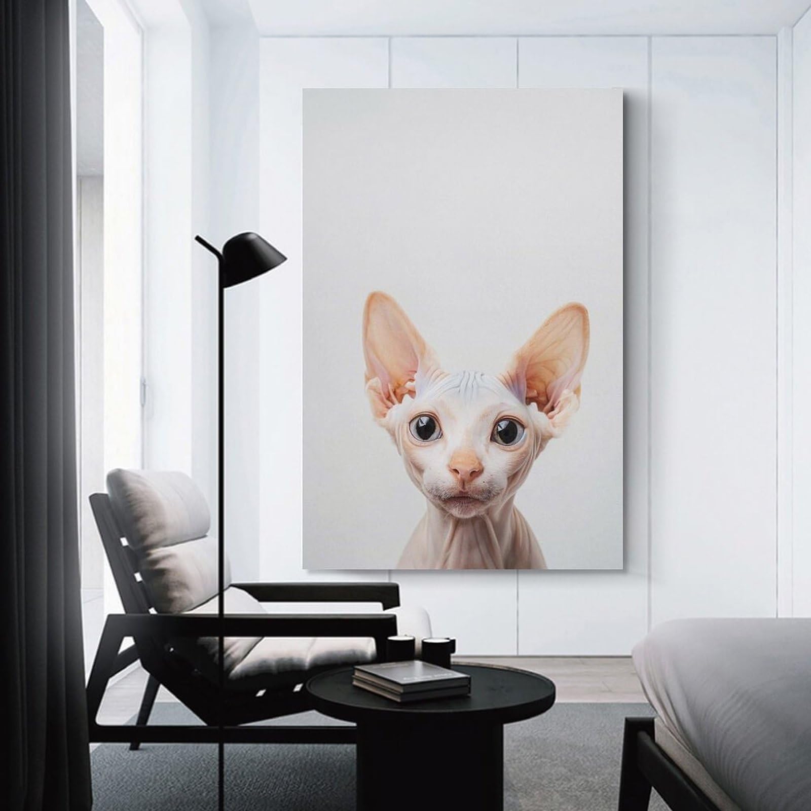 Junmoney Cute Baby Sphynx Cat Home Decor Wall Art 24x36inch(60x90cm), for Gallery Wall Layouts in Home Or Office, A Versatile Canvas Print for Layering