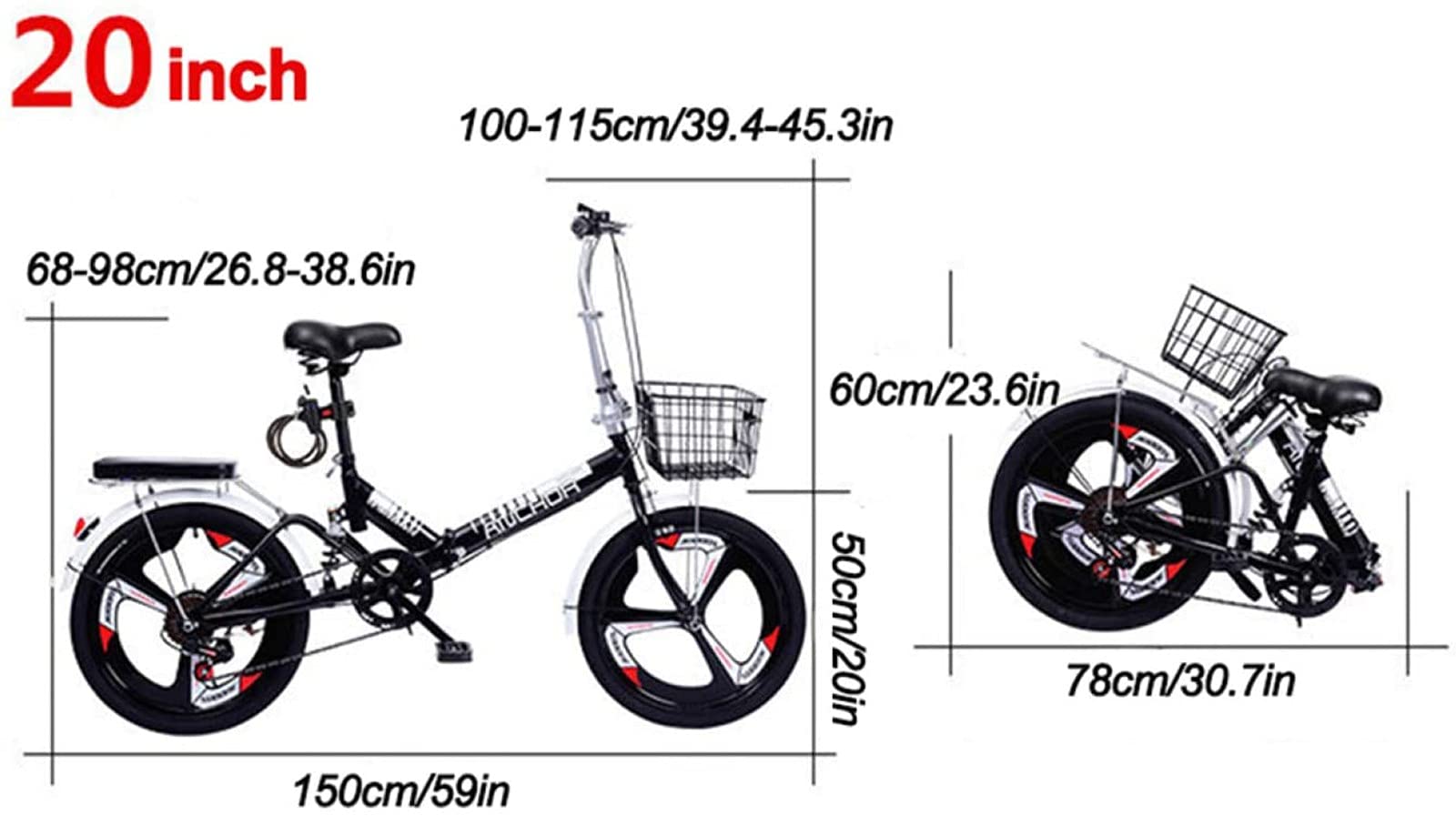 Bicicleta Plegable Frenos De Disco De Cambio Bicicleta Pequeña Adecuado para Caminos De Montaña Y Caminos De Lluvia Y Nieve Aleación De Aluminio Bicicleta Plegable 20 Pulgadas C,20 in