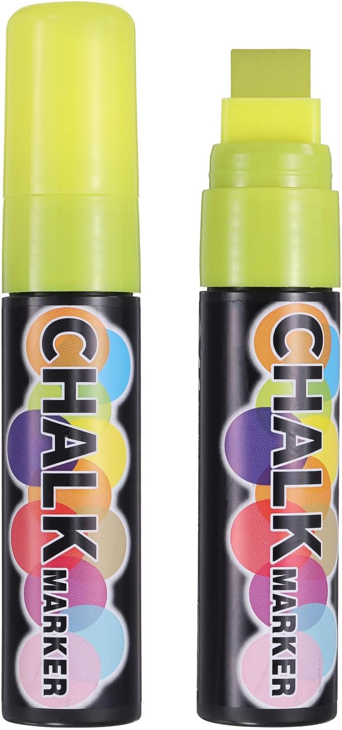 PATIKIL Liquid Chalk Markers 15mm, 2 Pcs Chalkboard Markers, Dry Erase Chalk Pens with Erasable Wide Fine Tip Wet Erase for Chalkboard Windows Blackboard Car Mirror Glass, Yellow