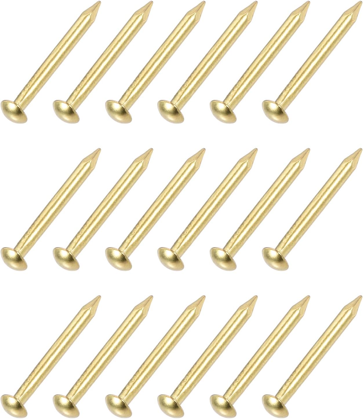 METALLIXITY Small Nails (1.5x15mm) 60pcs, Brass Tiny Hardware Nails - for Household Woodworking, Brass Tone