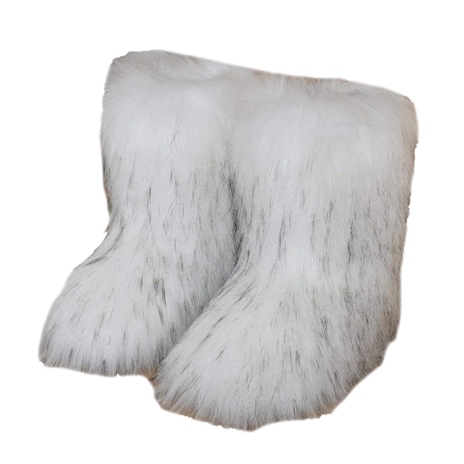 Womens Furry Faux Fur Boots Fuzzy Fluffy Mid Calf Snow Boots Winter Knee High Flat Heel Fluffy Faux