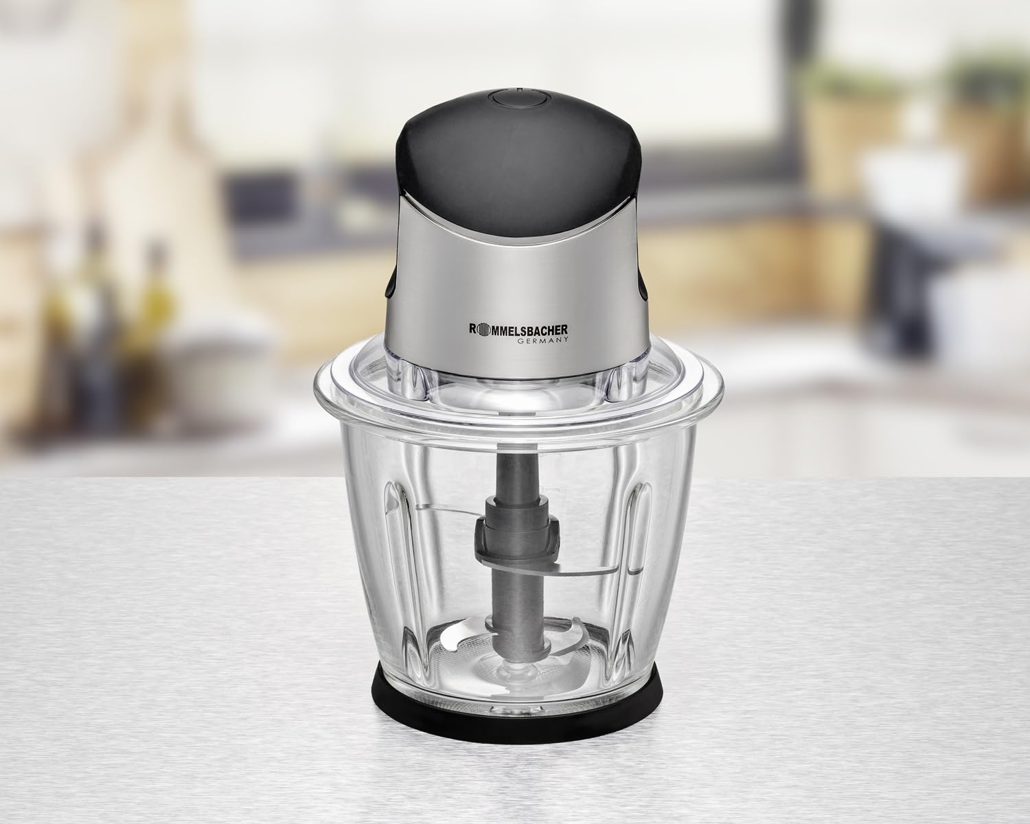 ROMMELSBACHER Multi Zerkleinerer MZ 500 500 Watt Edelstahl 1,5 Liter Glasbehälter schwarz Chrom