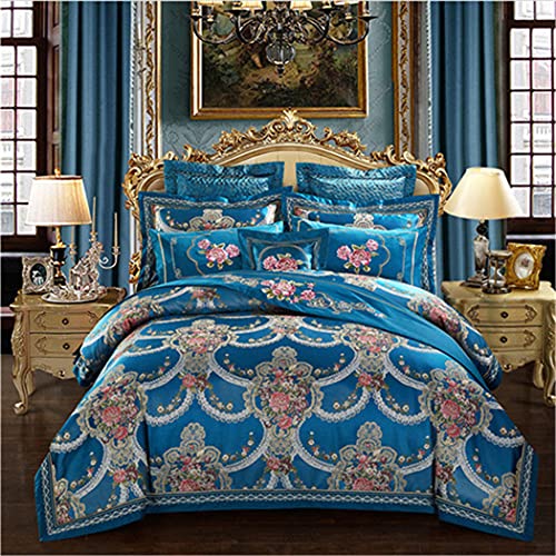 Kehaioo Luxury Satin Bedding Set, Oriental Embroidery Queen Size Bedding Sets, Boho Duvet Cover Bed Linens Sheet Set Pillow #TOP19