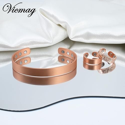 Vista 24 de Vicmag Copper Magnetic Bracelet for Women Ultra Strength Magnetic Bracelets 99.9% Pure Copper Strong Magnets Gift Adjustable