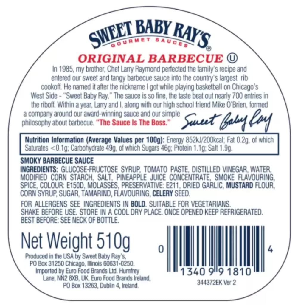 Sweet Baby Ray's Original BBQ Sauce Gourmet 2 x 510 g
