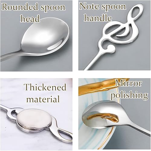 Miniatura 2 de Cucharas de notas musicales para amantes de la música, regalos para mujeres y hombres, juego de cucharas de café para amantes de costras, regalos de