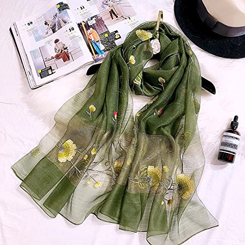 Women Exquisite Silk&Wool Mixed Embroidered Scarf Headwrap Shawl2
