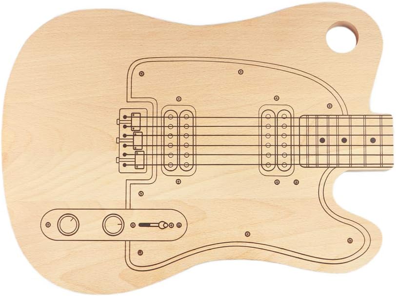 Wooden Chopping Board - Shape and Design of Electric Guitar - Engraved Cutting Board - Rock 'n' Roll Kitchen Tool - High Quality Cooking Utensil - Original Present for Rock Music Lovers