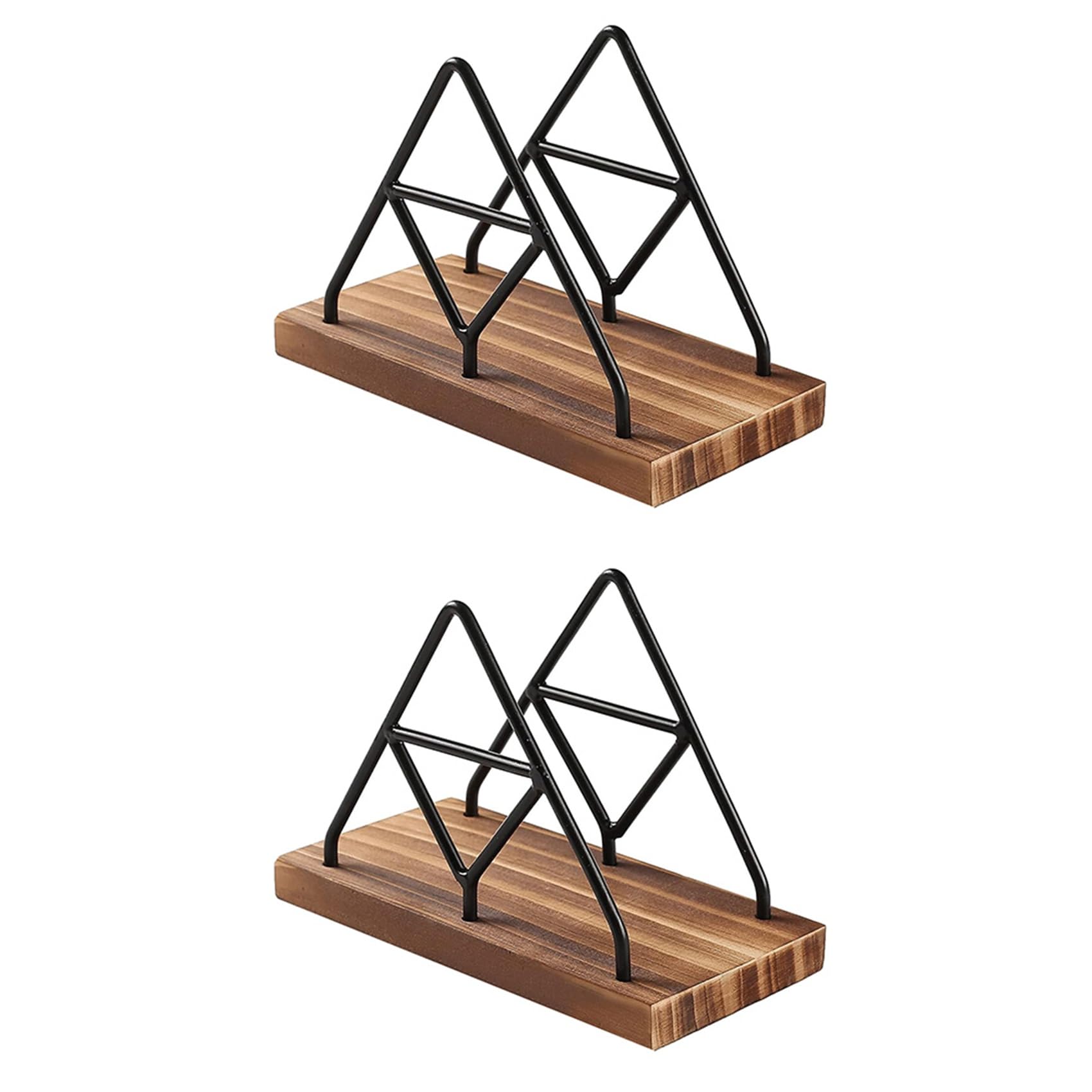 Hndhbfgrt 2X Wooden Napkin Storage,Table Napkin Holder with Black Metal Wire for Indoor Outdoor Home Dining Restaurant