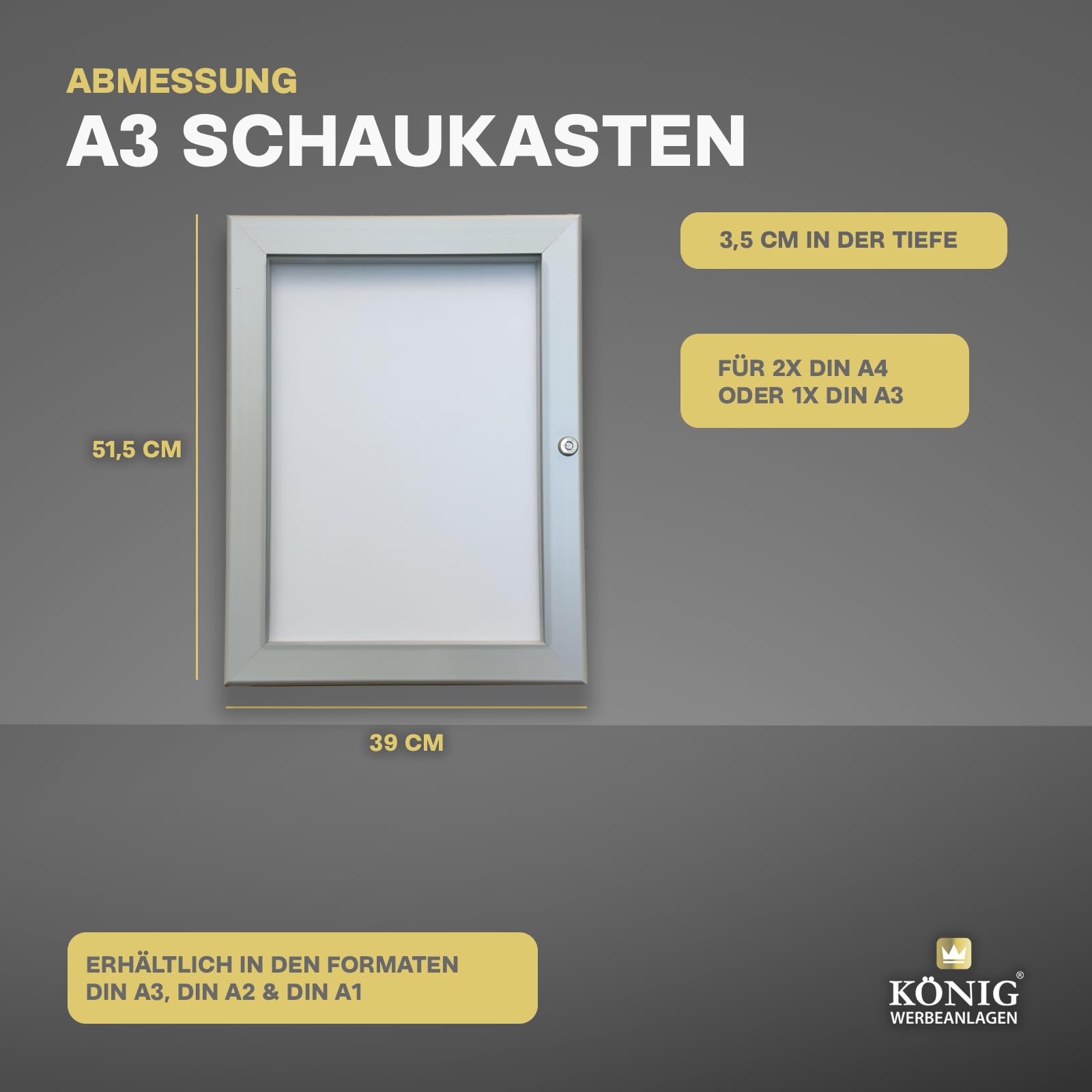 Schaukasten Keitum Economy 2x DIN A4 | Querformat B 390 × H 515mm | wetterfest für innen und aussen | abschließbar | Acrylglas 2mm | Alu-silberfarbig eloxiert