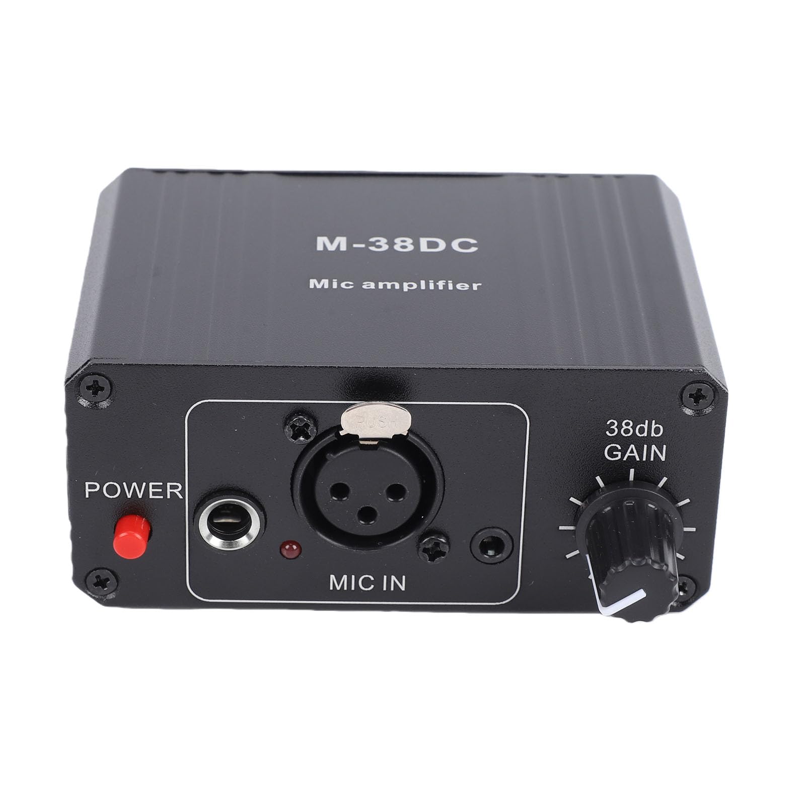 Preamplificador de Micrófono, Amplificador de Micrófono de Ganancia Ajustable de 38 DB con Potencia de 48 V, Salidas XLR de 3,5 Mm y 6,35 Mm, bajo Ruido, Ideal para Micrófonos de Condensador
