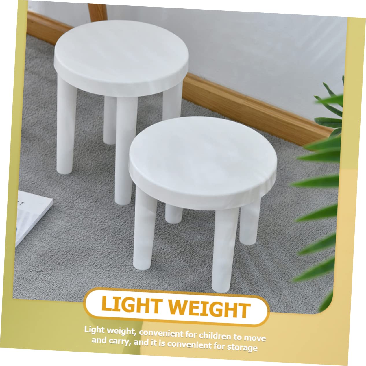 Luxshiny Sgabello Antiscivolo Per Bambini Tre Gambe Piccolo Sgabello Da Bagno e Soggiorno Impilabile Leggero e Sicuro Per Uso Domestico e Bagno (25x27 Cm)