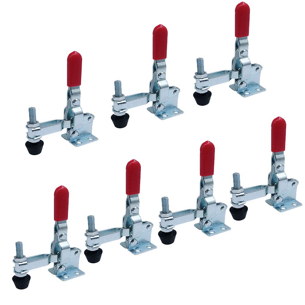 7 Piezas Herramienta Manual Abrazadera Palanca W Punta Presión Goma Abrazadera Horizontal (Vertical) Herramienta Liberación Rápida Antideslizante Rojo 100 Kg Capacidad Retención