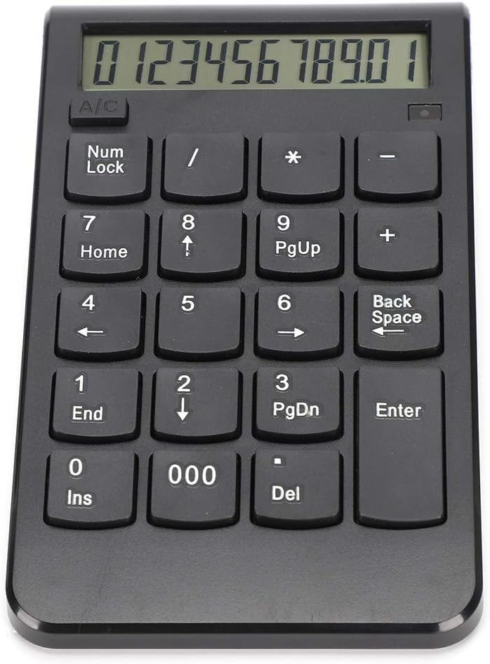 Teclado Digital De Contabilidad USB, Teclado Numérico Inalámbrico, Teclado Numérico Ergonómico Recargable Para PC, Computadora Portátil, Escritorio, Computadoras(negro)