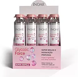 Inoar, Glycolic Force, Ampolas Tratamento, Super Brilho, Hidrataçã Profunda - 45ml