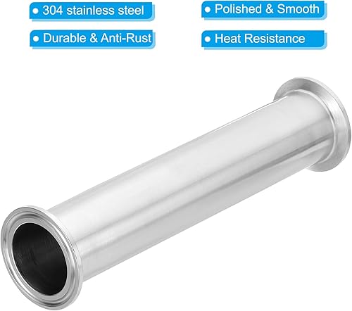 Miniatura 3 de PATIKIL Tubo de tres abrazaderas de diámetro exterior de 1 12 pulgadas, tubo sanitario de carrete con brida de virola de 1.988 in (para abrazaderas