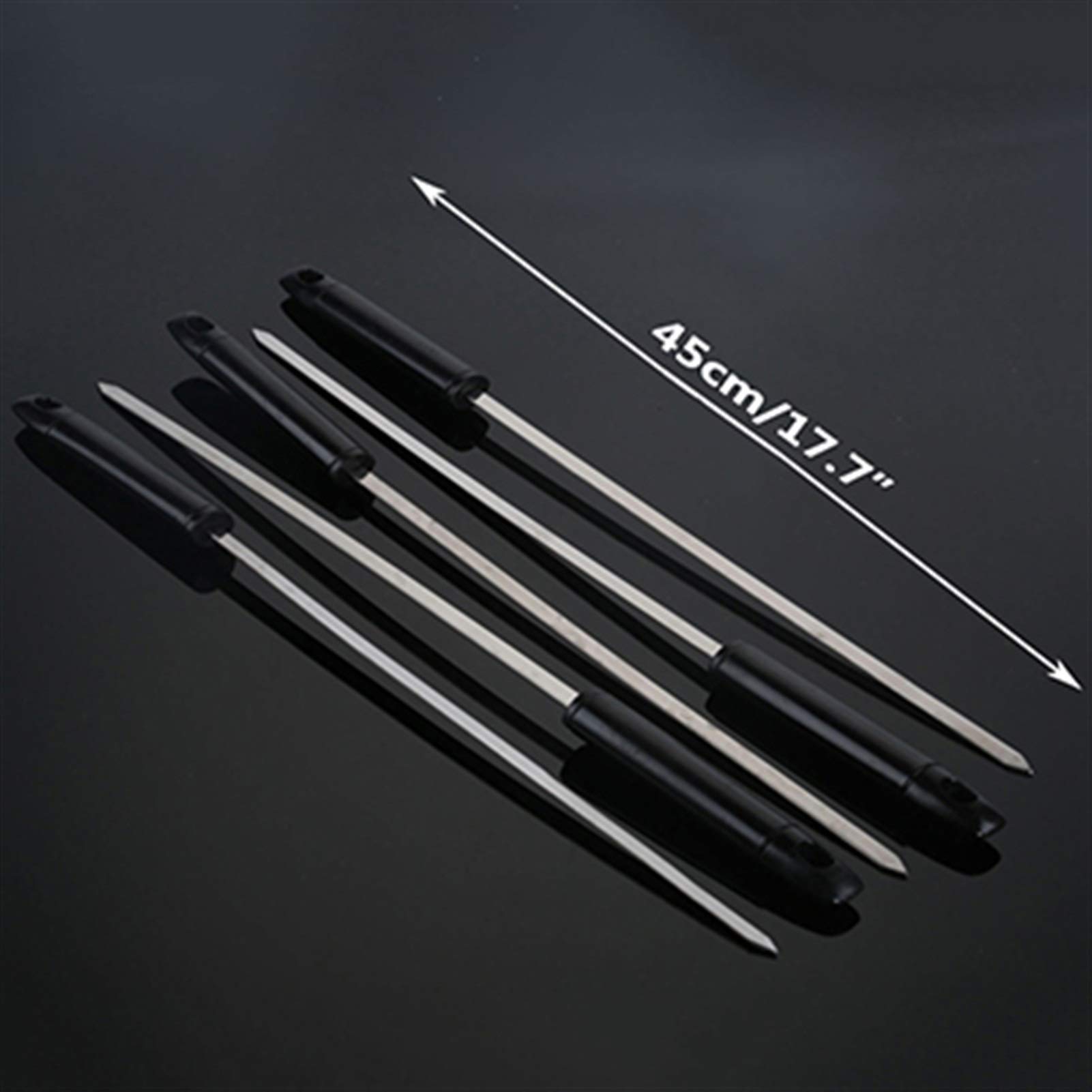 Spiedini da Barbecue 5 Pezzi BBQ Stick Stick Grigliatura Acciaio Inossidabile Acciaio Barbecue con Manico Nero Shish Kabob Sticks Metallo Piatto 17.7 '' / 45cm (Color : 5 Pieces)
