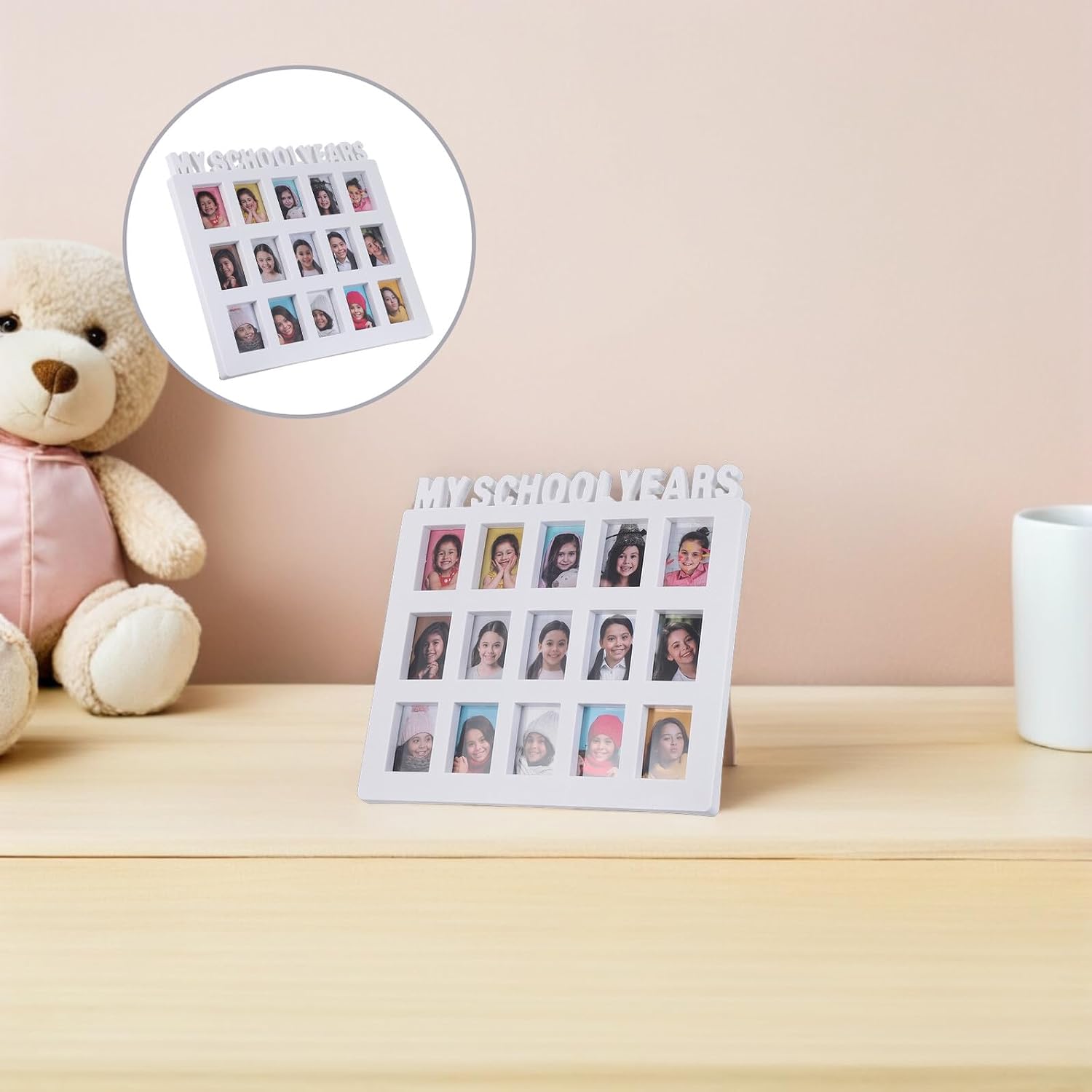 Growth Recording Picture Frame White 25x28cm School Years Photo Display Frame for Growth Records Tabletop for Student Grade Memories