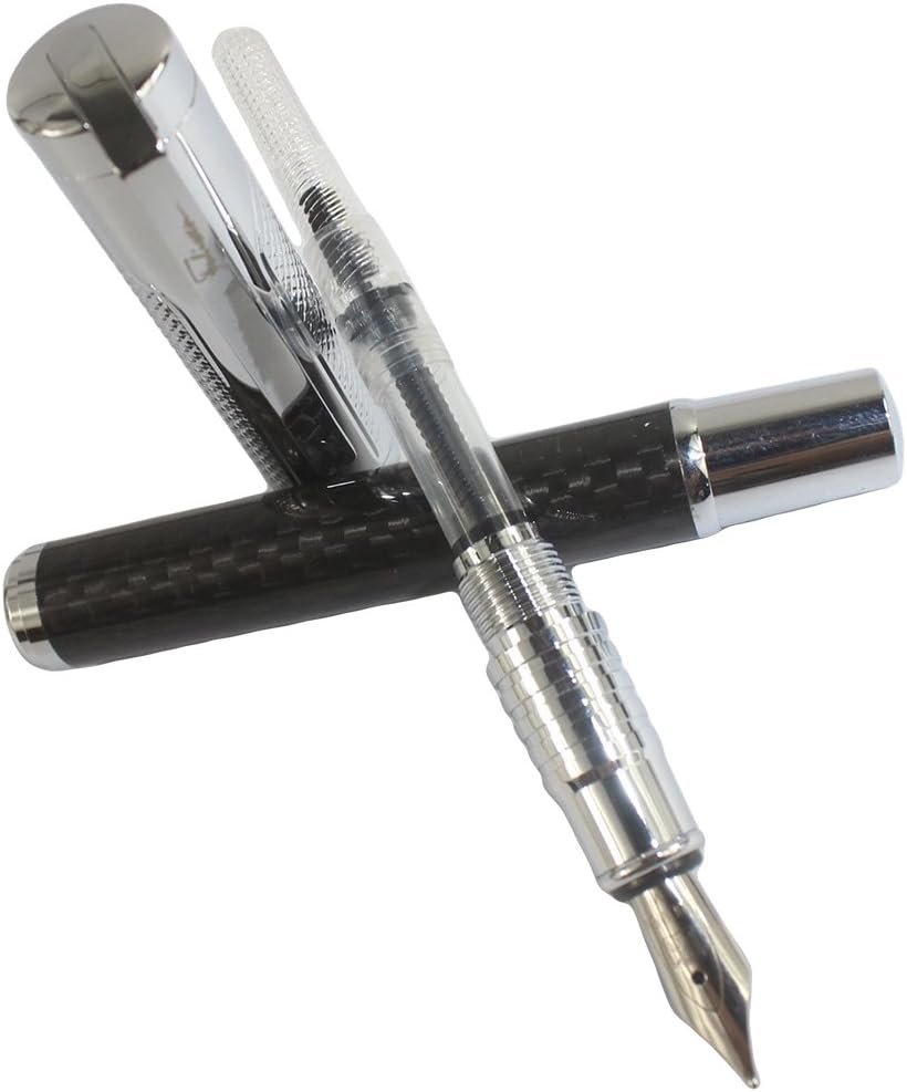 Gullor 2030 medium nib silver fiber fountain pen with screw type converter